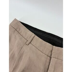 British India Mens 100% Linen Trousers Tan Brown Straight Leg Pants Size 34X29